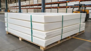 White UHMWPE sheet for wear strips and guide rails, featuring exceptional abrasion resistance, manufactured by China supplier for global export.